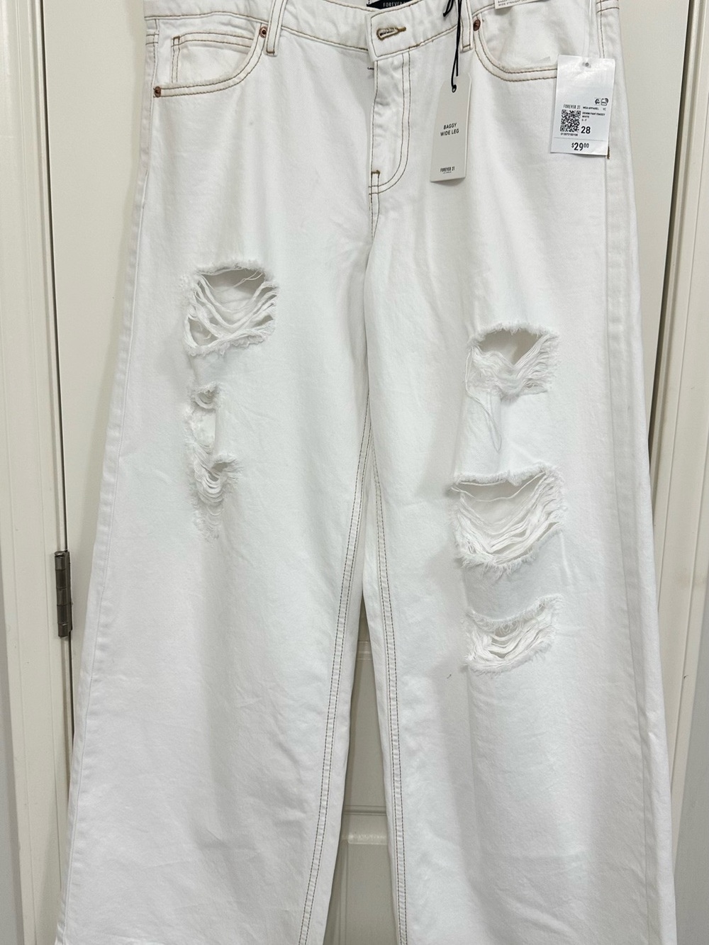 Forever 21 White Distressed Bootcut Jeans - Men - Picture 3 of 5